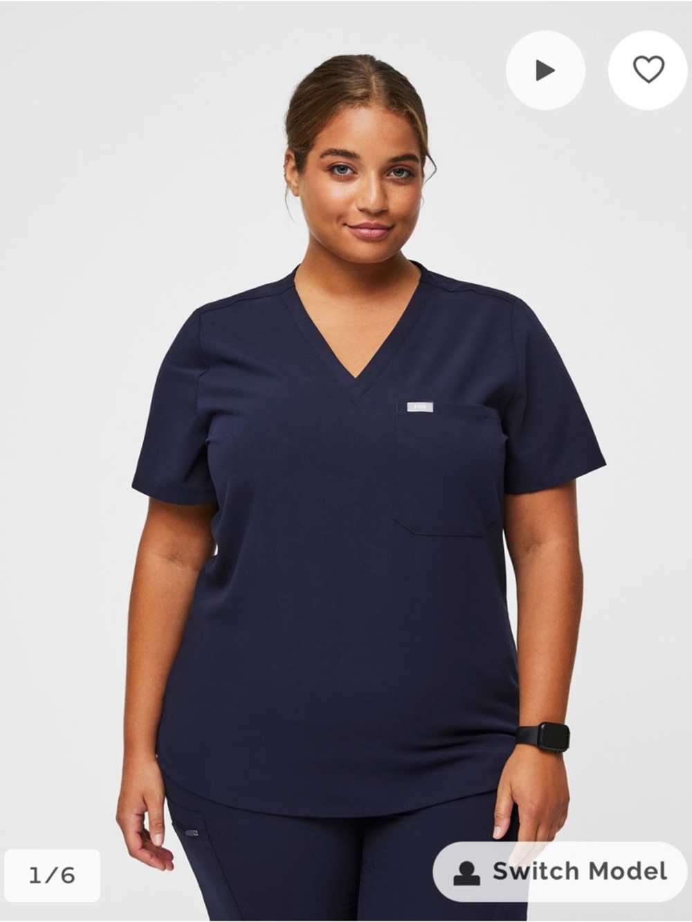 Figs Caterina One Pocket Scrub Top in Navy Sz XL